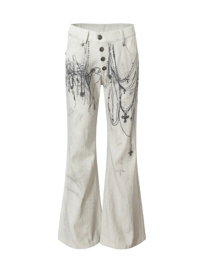 Denim Distressed Wide-Leg Pants【s0000013949】