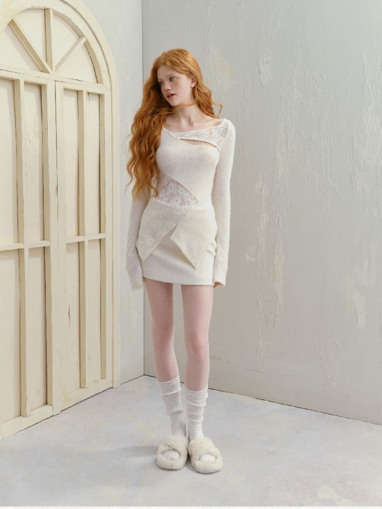 Slim irregular wool knit sweater【s0000012138】