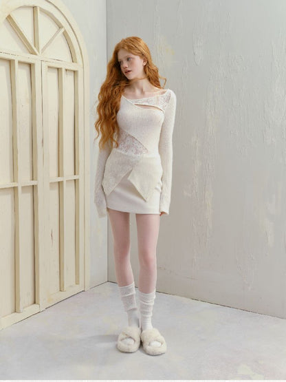Slim irregular wool knit sweater【s0000012138】