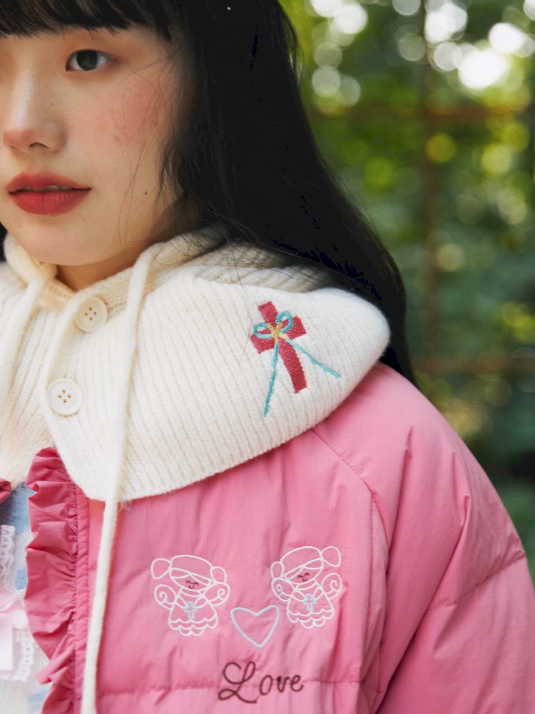 Embroidery Long Loose Warm Cotton Down Jacket【s0000004655】