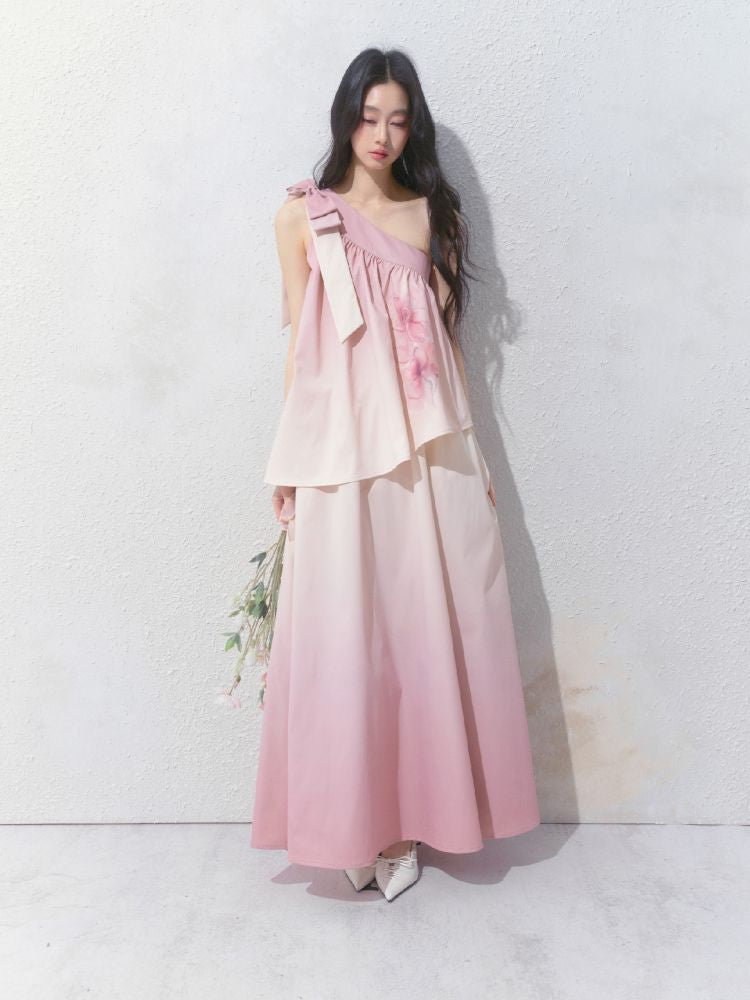 Slant Shoulder Niche Ambiance Dress【s0000012160】