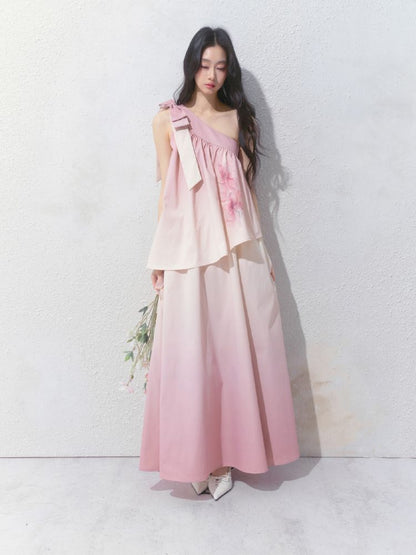 Slant Shoulder Niche Ambiance Dress【s0000012160】