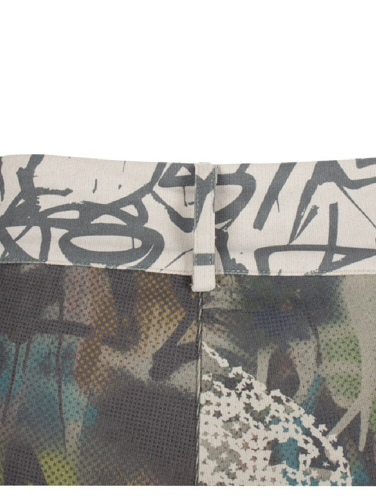 Messy Graffiti Love Print Shorts【s0000018057】