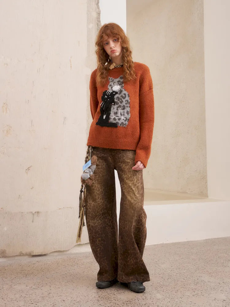 Embroidered Crewneck Pullover Sweater【s0000014082】