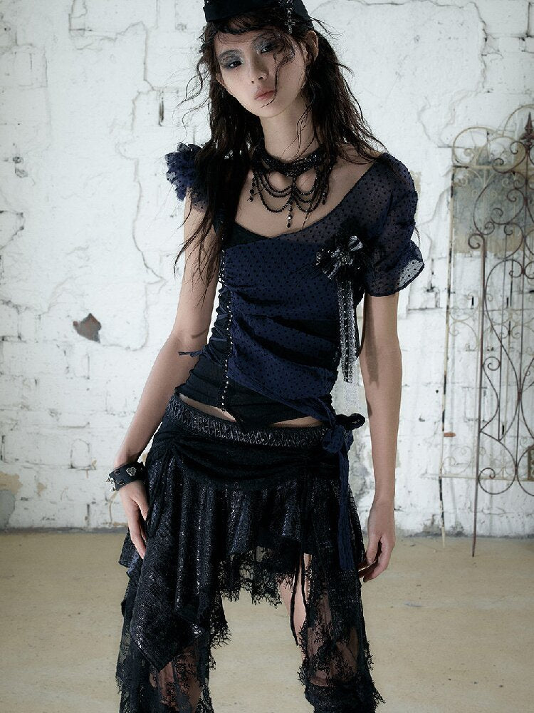 Y2k Retro Asymmetrical Strap T-Shirt【s0000017237】