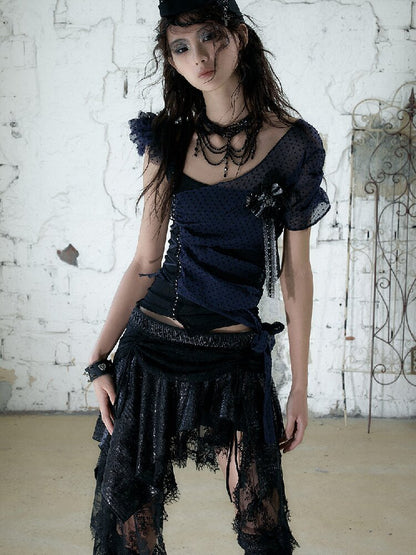 Y2k Retro Asymmetrical Strap T-Shirt【s0000017237】
