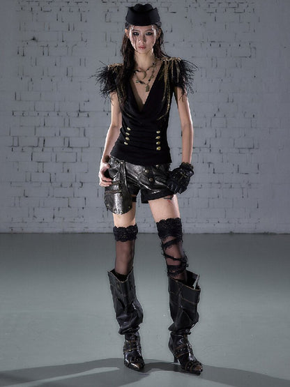 Parched Ostrich Feather Vest【s0000016200】