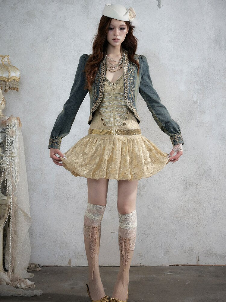 Vintage Court Punk Sequin Dress【s0000017858】