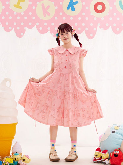 Animal Angel Fly Sleeve Pink Dress【s0000013188】