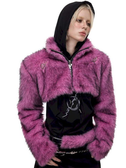 Gradient Fur Short Turtleneck Jacket【s0000015116】