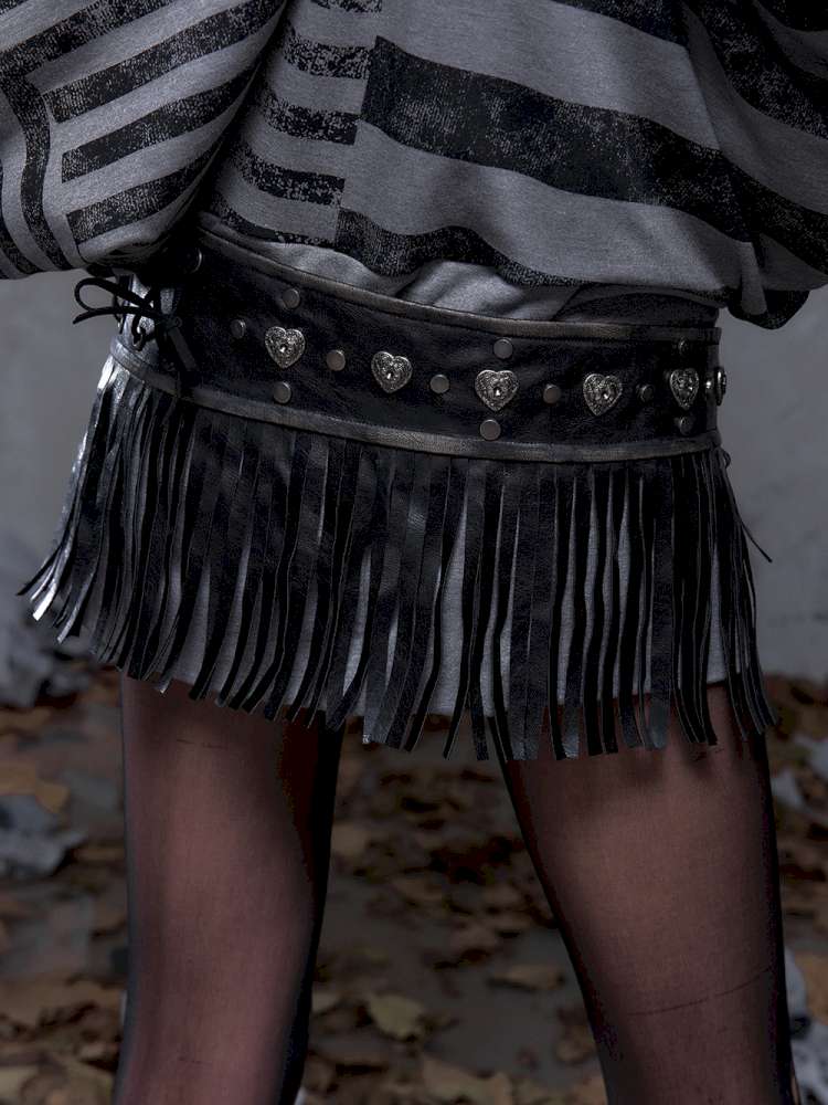 Heavy-Duty Fringe Wide Leather Belt【s0000014476】