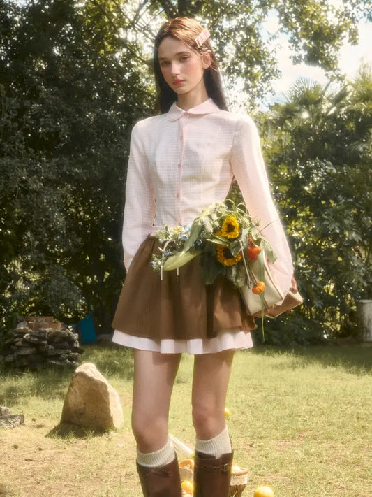 Cotton Cream Two-Tone Shirt【s0000014329】