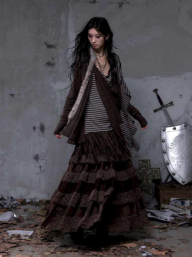 Lace Suede Fringe A-line Skirt【s0000014649】