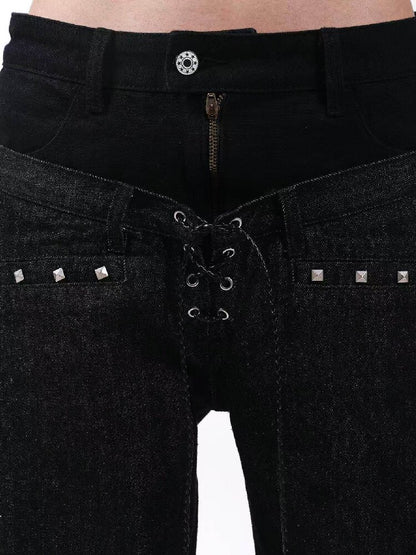 Stacked Raw Denim Zipper Jeans【s0000018188】