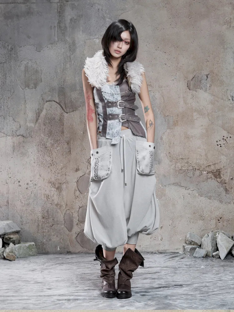 Cropped Wide-Leg Pocket Skirt【s0000014137】