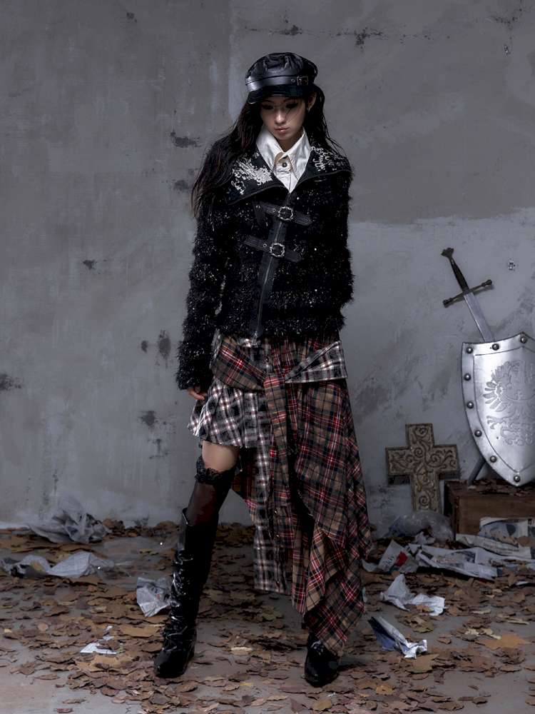 Leather Print Collared Coat【s0000014468】