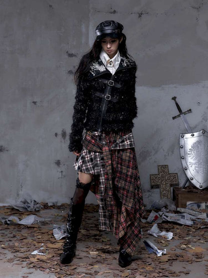 Leather Print Collared Coat【s0000014468】