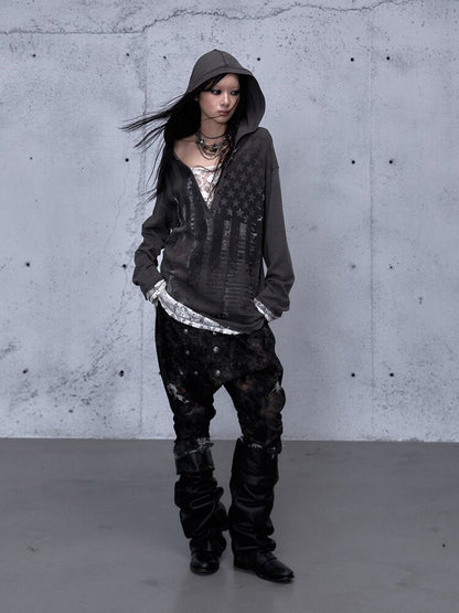 Lace Stitched Hooded T-Shirt【s0000015545】