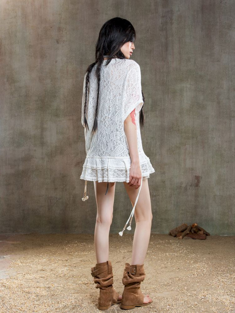 Loose Lace Blouse Dress【s0000012647】