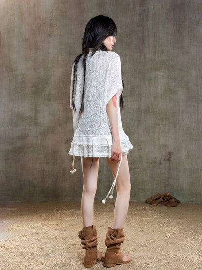 Loose Lace Blouse Dress【s0000012647】