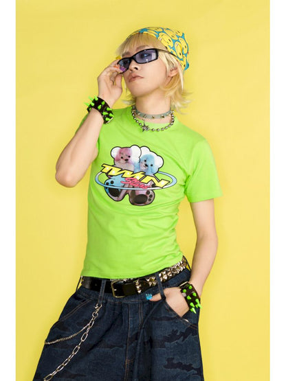 Dopamine Street Positive Shoulder T-Shirt【s0000012462】