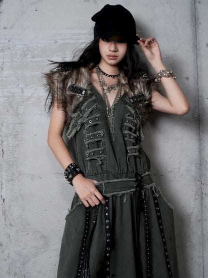 Workwear Vest-Style Maxi Dress【s0000013941】