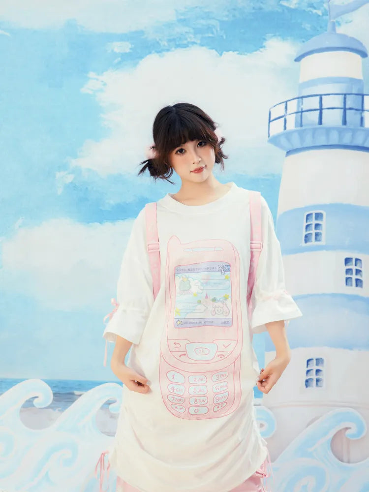 Original Pattern Drawstring Convertible T-Shirt Dress【s0000013932】