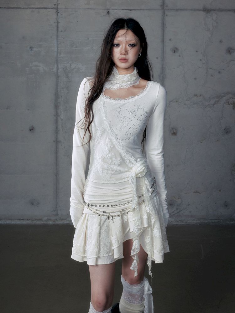 Stacked Neck One-Shoulder Dress【s0000013475】