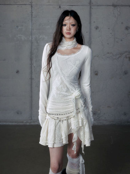 Stacked Neck One-Shoulder Dress【s0000013475】