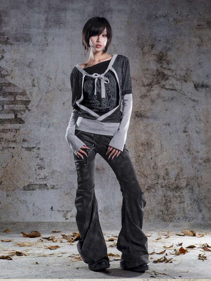 High-Stretch Printed Rhinestone Knit Top【s0000014490】