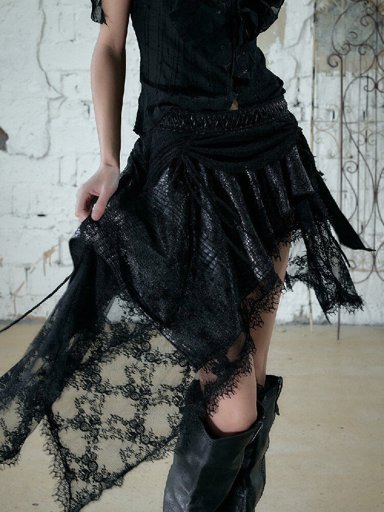 Baroque Velvet Lace A-Line Skirt【s0000016988】