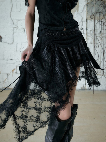 Baroque Velvet Lace A-Line Skirt【s0000016988】
