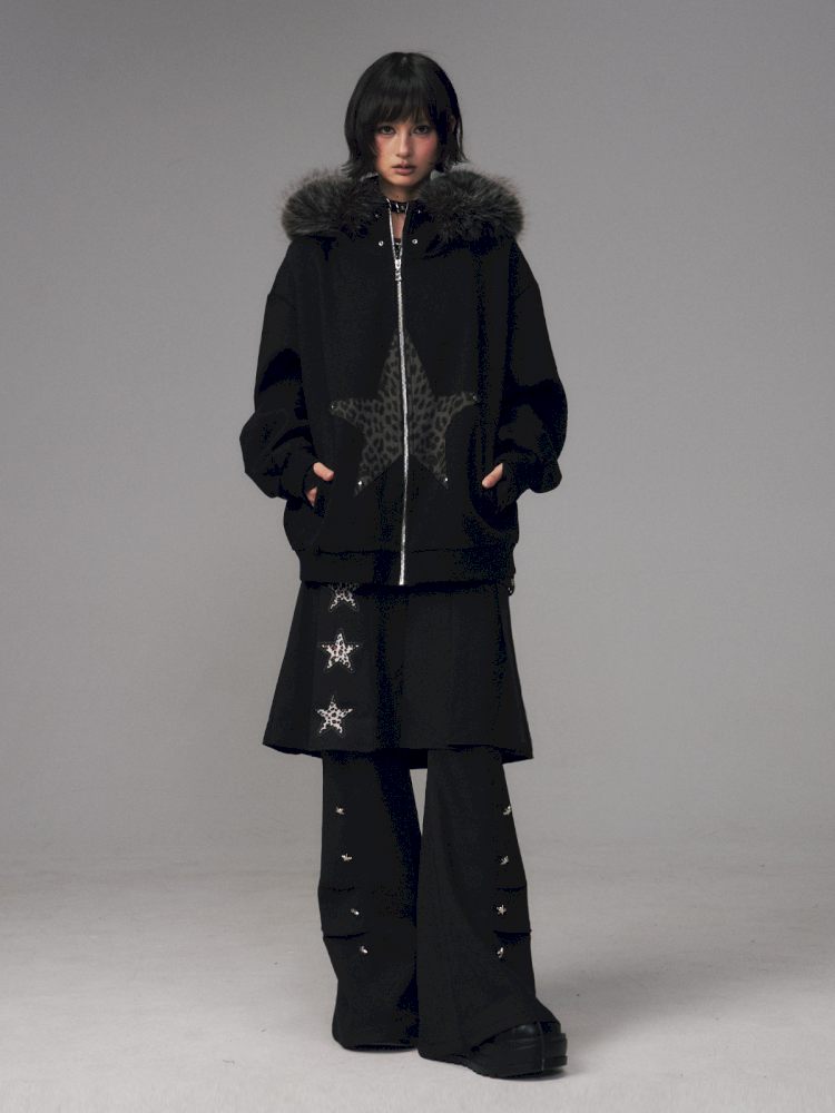 Cat Ears Leopard Print Fleece Hooded Jacket【s0000014708】