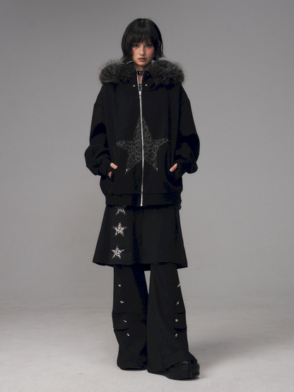 Cat Ears Leopard Print Fleece Hooded Jacket【s0000014708】