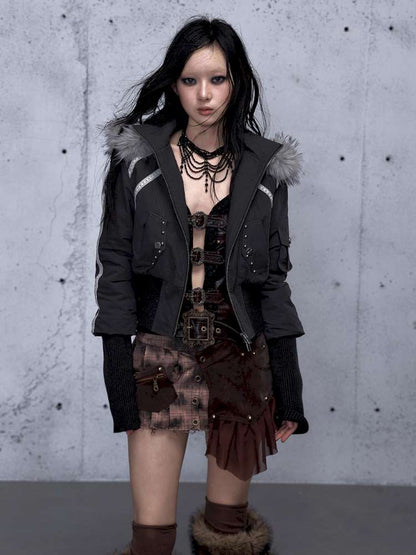 Street Punk Fur Hooded Padded Jacket【s0000014922】