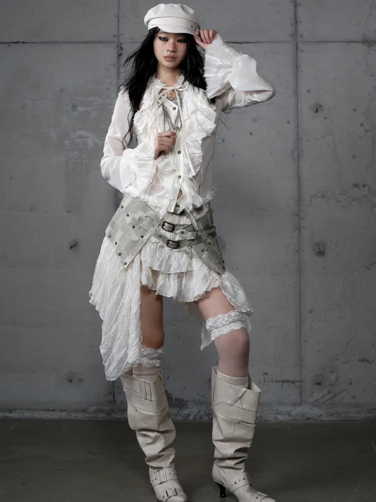 Court-Style Lace Chiffon Shirt【s0000013948】