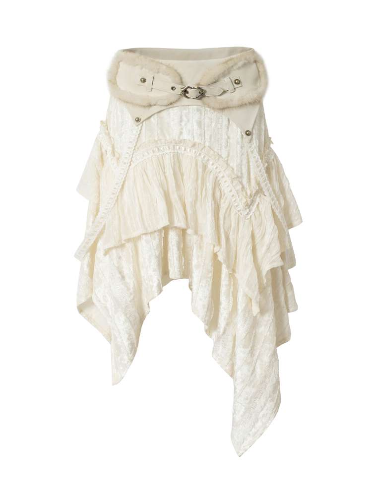 Vintage Lace Irregular Velvet Skirt【s0000014930】