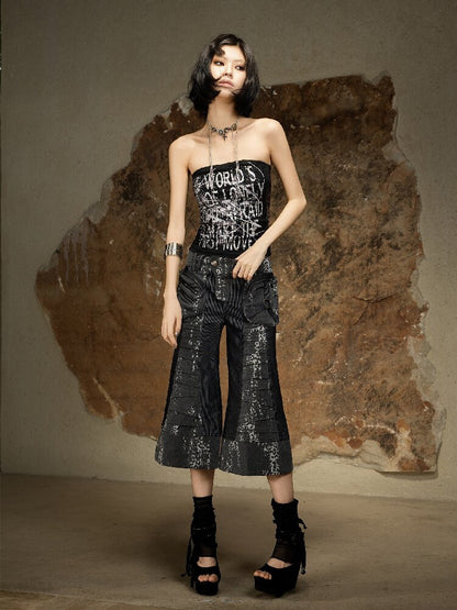 Dark Punk Cropped Bootcut Pants【s0000016887】
