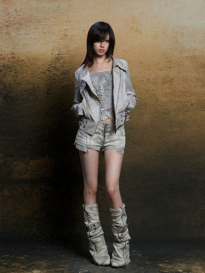 낮은 허리 반바지 2 개 레깅스 [S000011805]