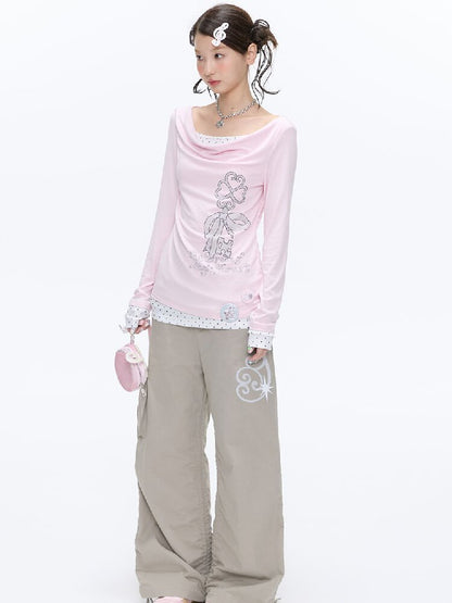 Soft Patchwork Collar Slim Top【s0000016385】