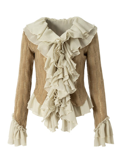 Ruffled Chiffon Flared Cardigan【s0000015548】