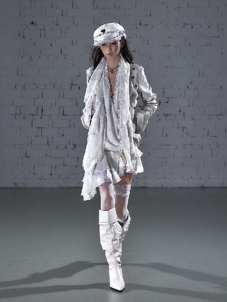Streamer Snood Chiffon Leather Jacket【s0000015942】