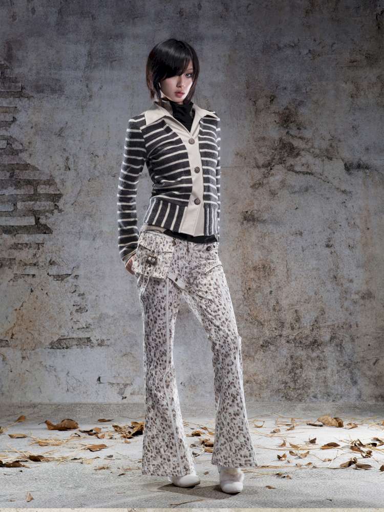 Straight-Leg Flared Low-Rise Pants【s0000014487】