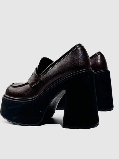 Matte Leather High Heel Loafers【s0000015716】