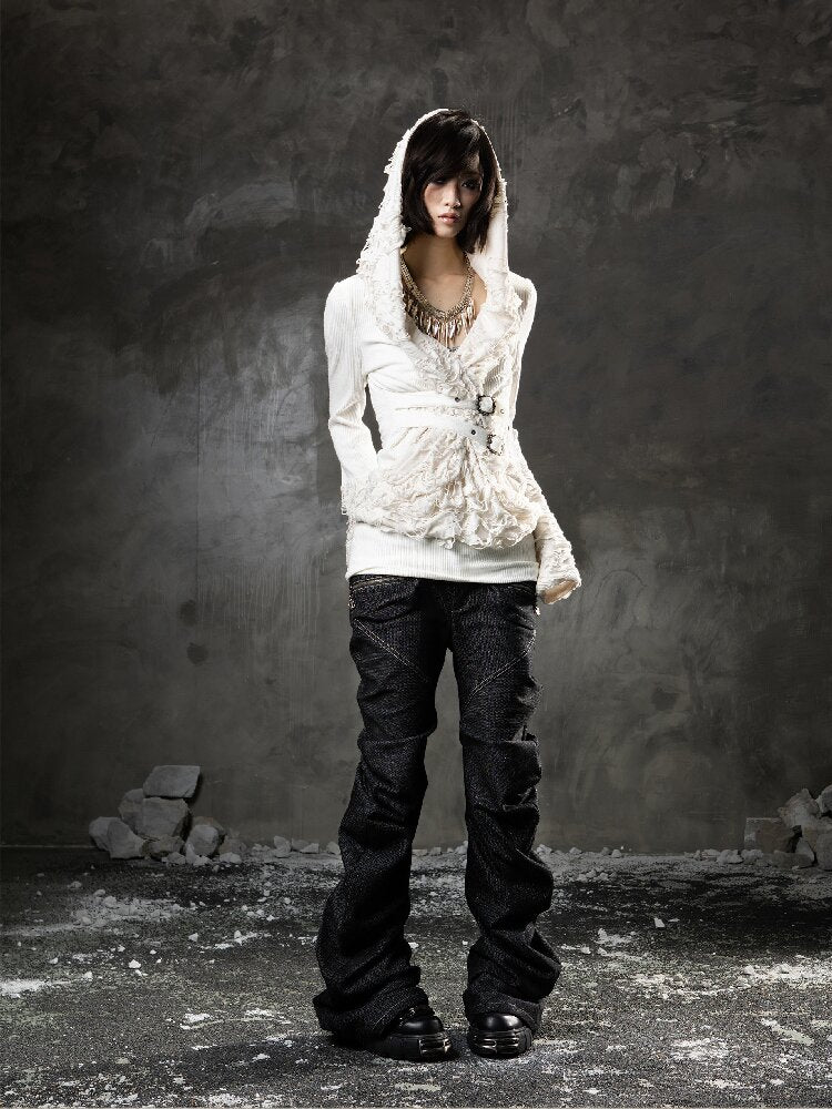 Double Waist Scimitar Denim Pants【s0000015945】