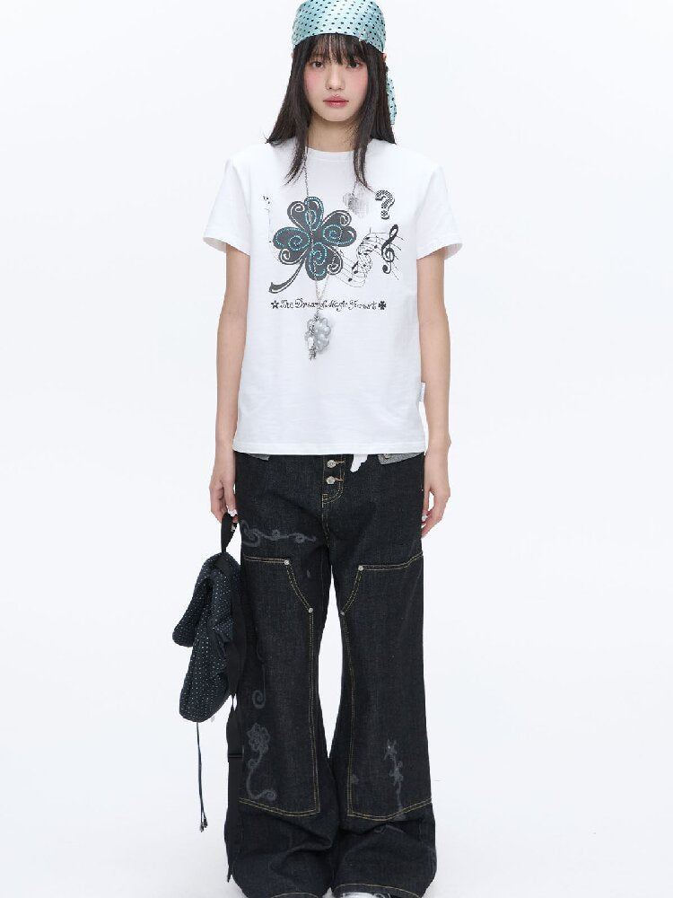 Stud Washed Two Tone Raw Jeans【s0000016398】