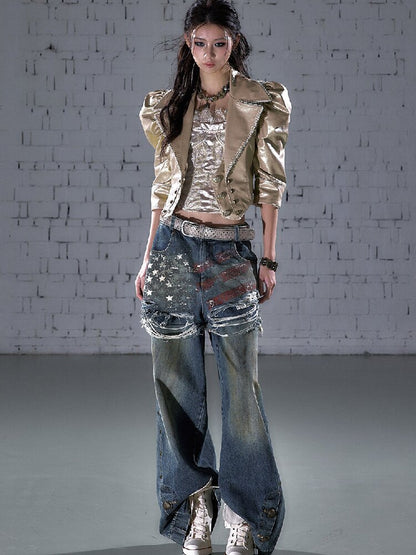 Rock Punk Large Lapel Leather Jacket【s0000015937】