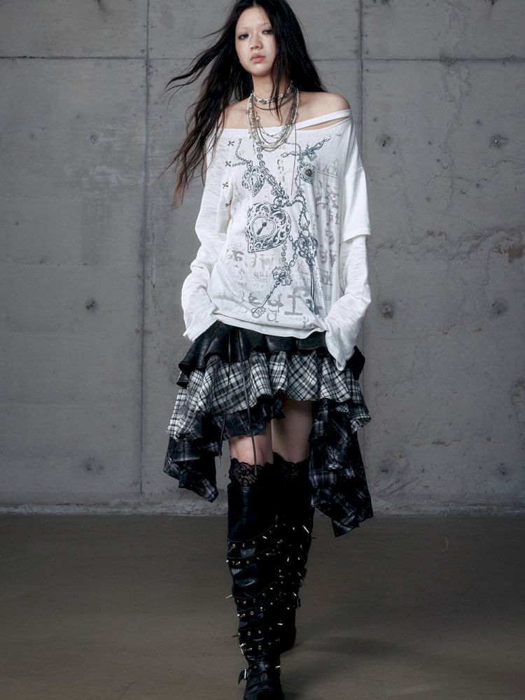 Heavy leather bustier skirt【s0000013467】