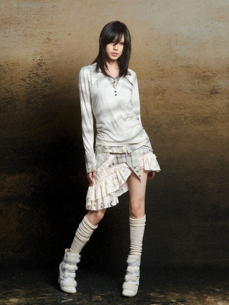 Double Layer Lapel Knit Inner Top【s0000011809】