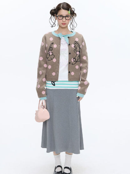 Contrasting Bow Polka Dot Sweater【s0000016382】